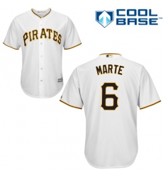 Youth Majestic Pittsburgh Pirates #6 Starling Marte Authentic White Home Cool Base MLB Jersey