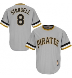 Men's Majestic Pittsburgh Pirates #8 Willie Stargell Replica Grey Cooperstown Throwback MLB Jersey