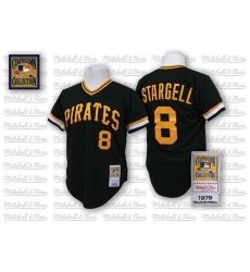 Men's Mitchell and Ness Pittsburgh Pirates #8 Willie Stargell Replica Black Throwback MLB Jersey