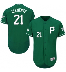 Men's Majestic Pittsburgh Pirates #21 Roberto Clemente Green Celtic Flexbase Authentic Collection MLB Jersey