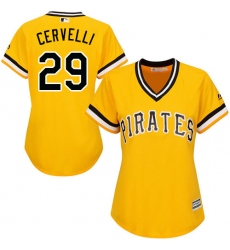 Women's Majestic Pittsburgh Pirates #29 Francisco Cervelli Authentic Gold Alternate Cool Base MLB Jersey