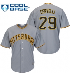 Youth Majestic Pittsburgh Pirates #29 Francisco Cervelli Replica Grey Road Cool Base MLB Jersey