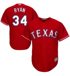 Youth Majestic Texas Rangers #34 Nolan Ryan Authentic Red Alternate Cool Base MLB Jersey