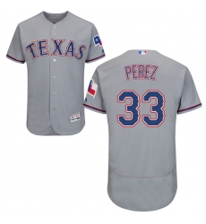 Men's Majestic Texas Rangers #33 Martin Perez Grey Road Flex Base Authentic Collection MLB Jersey