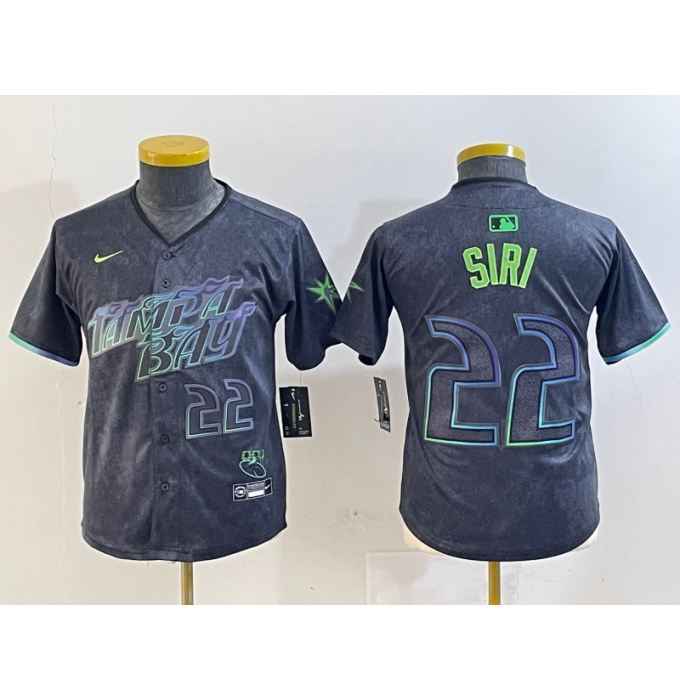 Youth Tampa Bay Rays #22 Jose Siri Number Charcoal 2024 City Connect Limited Stitched Jersey
