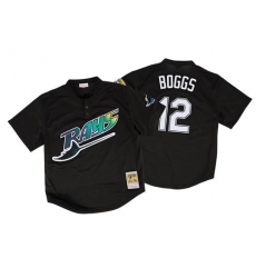 Men's Mitchell and Ness 1998 Tampa Bay Rays #12 Wade Boggs Replica Black Throwback MLB Jersey