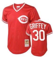 Men's Mitchell and Ness Cincinnati Reds #30 Ken Griffey Replica Red Throwback MLB Jersey