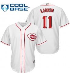 Youth Majestic Cincinnati Reds #11 Barry Larkin Replica White Home Cool Base MLB Jersey
