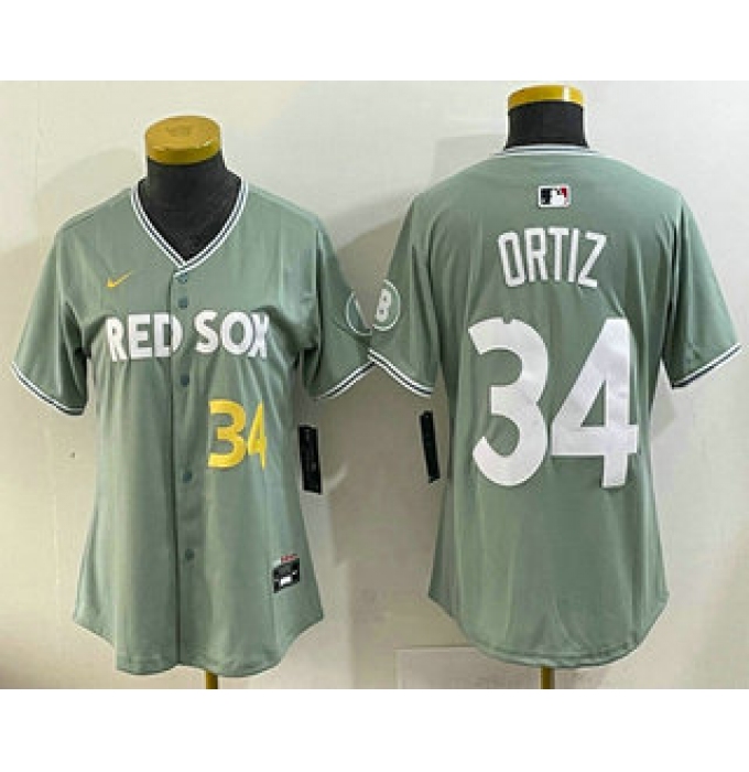 Women's Boston Red Sox #34 David Ortiz Light Green 2025 City Connect Player Name Limited Jersey