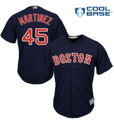 Youth Majestic Boston Red Sox #45 Pedro Martinez Replica Navy Blue Alternate Road Cool Base MLB Jersey