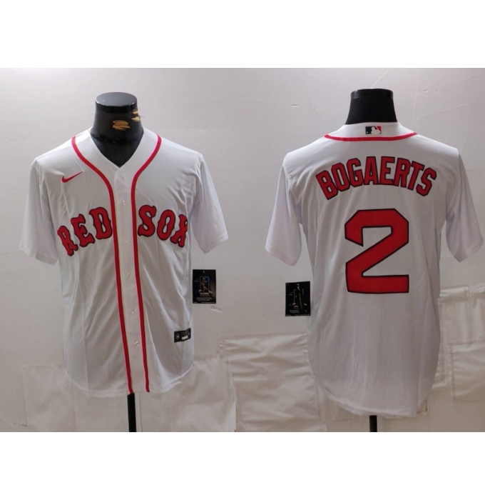 Men's Boston Red Sox #2 Xander Bogaerts White Cool Base Stitched Jersey