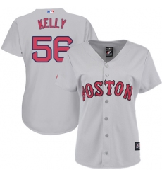 Women's Majestic Boston Red Sox #56 Joe Kelly Authentic Grey Road MLB Jersey