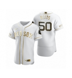 Men Boston Red Sox #50 Mookie Betts Nike White Authentic Golden Edition Jersey