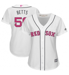 Women's Majestic Boston Red Sox #50 Mookie Betts Replica White Mother's Day MLB Jersey