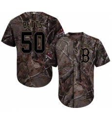 Youth Majestic Boston Red Sox #50 Mookie Betts Authentic Camo Realtree Collection Flex Base 2018 World Series Champions MLB Jersey