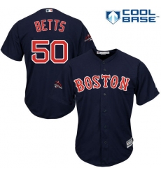 Youth Majestic Boston Red Sox #50 Mookie Betts Authentic Navy Blue Alternate Road Cool Base 2018 World Series Champions MLB Jersey