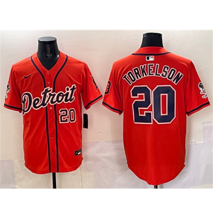 Men's Detroit Tigers #20 Spencer Torkelson Orange With Vapor Premier Limited Stitched Baseball Jersey