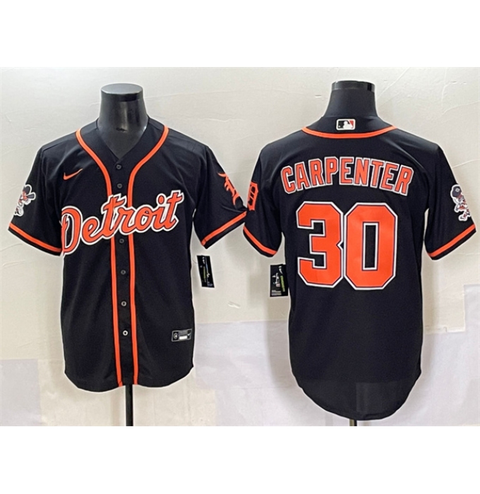 Men's Detroit Tigers #30 Kerry Carpenter Black With Cool Base Stitched Baseball Jersey