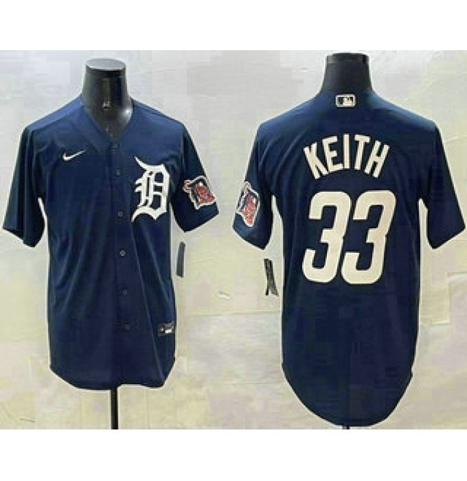 Men's Detroit Tigers #33 Colt Keith Navy With Cool Base Stitched Jersey