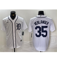 Men's Detroit Tigers #35 Justin Verlander White Cool Base Stitched Baseball Jersey