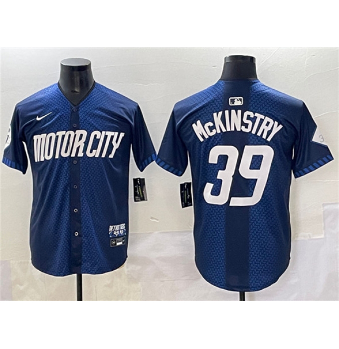 Men's Detroit Tigers #39 Zach McKinstry 2024 Navy City Connect Cool Base Limited Stitched Baseball Jersey