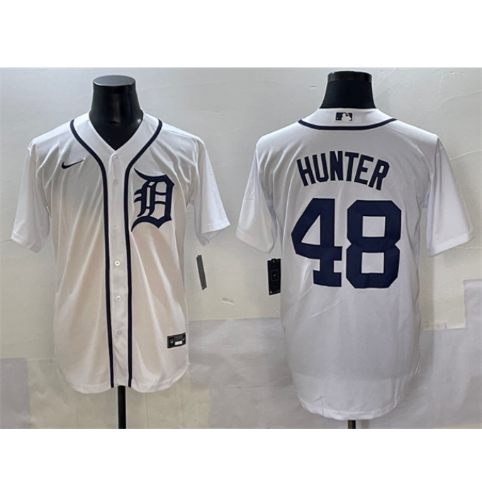 Men's Detroit Tigers #48 Brant Hurter White Cool Base Stitched Baseball Jersey