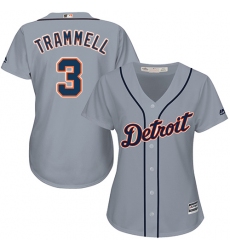 Women's Majestic Detroit Tigers #3 Alan Trammell Replica Grey Road Cool Base MLB Jersey