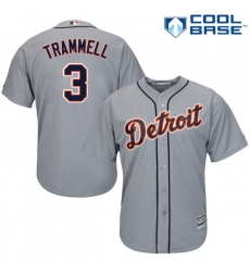 Youth Majestic Detroit Tigers #3 Alan Trammell Replica Grey Road Cool Base MLB Jersey