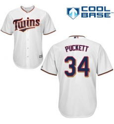 Youth Majestic Minnesota Twins #34 Kirby Puckett Replica White Home Cool Base MLB Jersey