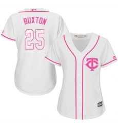 Women's Majestic Minnesota Twins #25 Byron Buxton Replica White Fashion Cool Base MLB Jersey