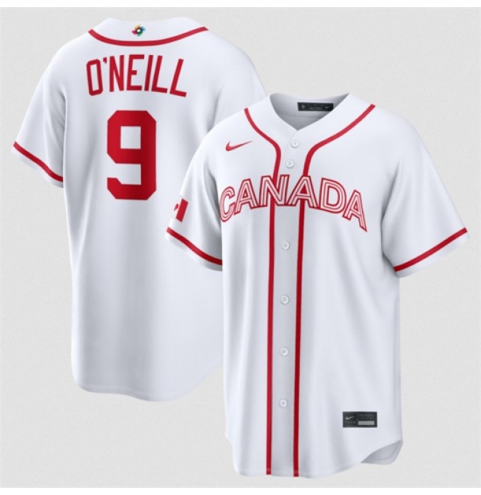 Men's Canada Baseball #9 Tyler O'Neill White 2026 World Baseball Classic Home Stadium Stitched Jersey