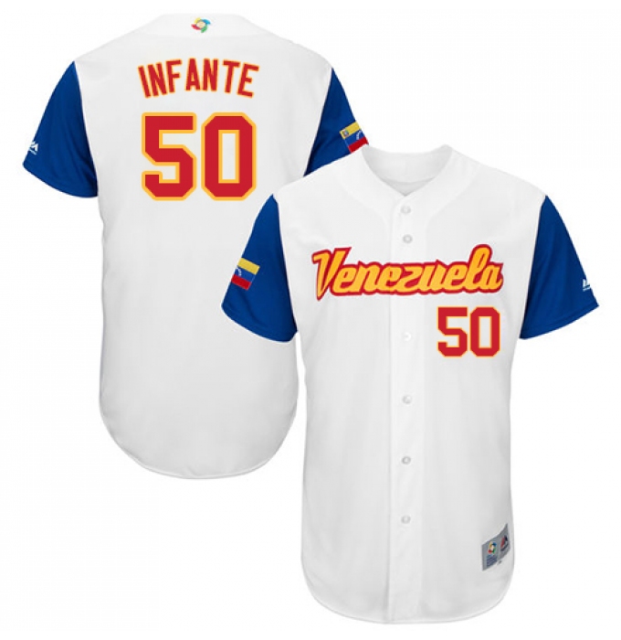 Men's Venezuela Baseball Majestic #50 Gregory Infante White 2017 World Baseball Classic Authentic Team Jersey