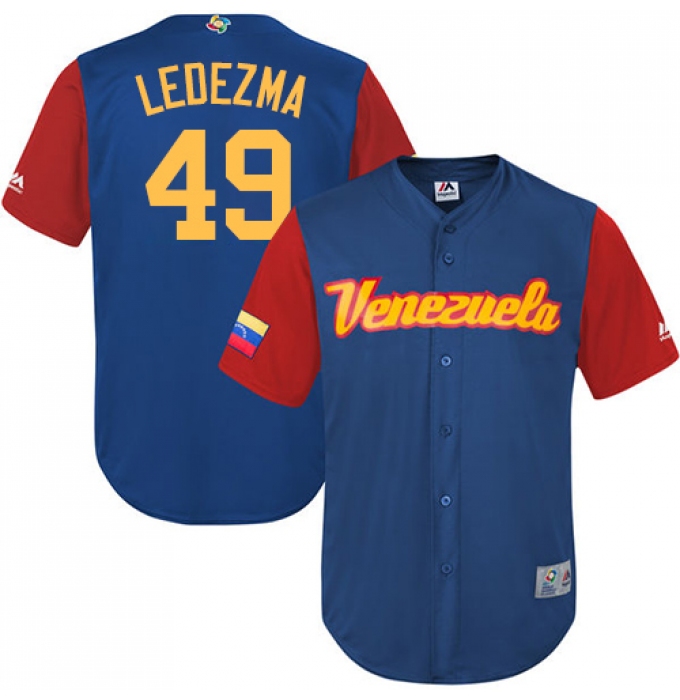 Men's Venezuela Baseball Majestic #49 Wil Ledezma Royal Blue 2017 World Baseball Classic Replica Team Jersey