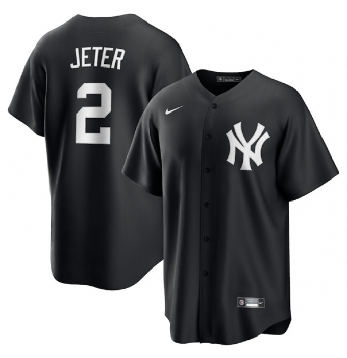 Men's New York Yankees #2 Derek Jeter Black Lights Out Limited Stitched Baseball Jersey