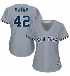 Women's Majestic New York Yankees #42 Mariano Rivera Authentic Grey Road MLB Jersey