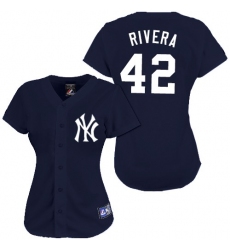 Women's Majestic New York Yankees #42 Mariano Rivera Replica Navy Blue MLB Jersey