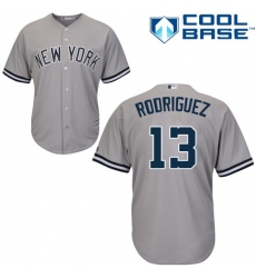 Youth Majestic New York Yankees #13 Alex Rodriguez Replica Grey Road MLB Jersey