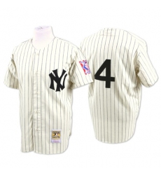 Men's Mitchell and Ness New York Yankees #4 Lou Gehrig Replica White Throwback MLB Jersey