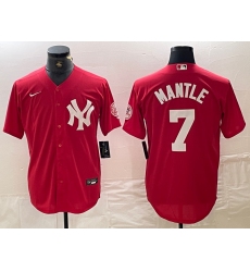 Men's New York Yankees #7 Mickey Mantle Red Fashion Cool Base Jersey
