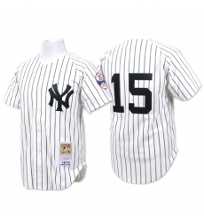 Men's Mitchell and Ness New York Yankees #15 Thurman Munson Replica White Throwback MLB Jersey