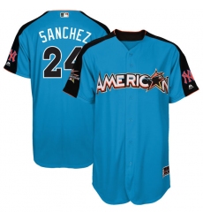 Men's Majestic New York Yankees #24 Gary Sanchez Replica Blue American League 2017 MLB All-Star MLB Jersey