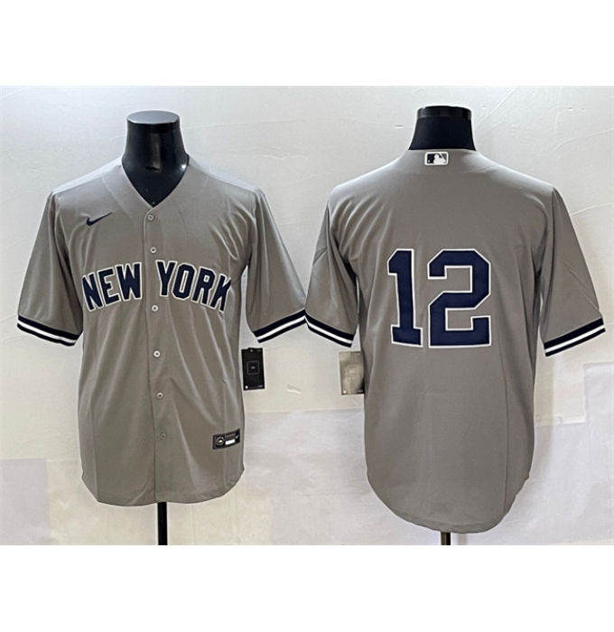 Men's New York Yankees #12 Trent Grisham Grey Cool Base Stitched Baseball Jersey