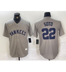 Men's New York Yankees #22 Juan Soto Name Grey Stitched Nike Throwback Jersey