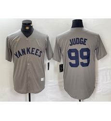 Men's New York Yankees #99 Aaron Judge Name Grey Stitched Nike Throwback Jersey