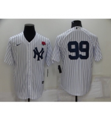 Men's New York Yankees #99 Aaron Judge White Cool Base Stitched Rose Baseball Jersey