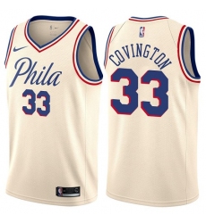 Men's Nike Philadelphia 76ers #33 Robert Covington Authentic Cream NBA Jersey - City Edition