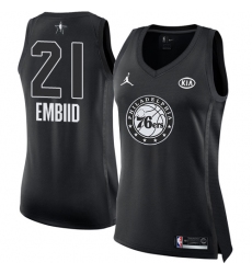 Women's Nike Jordan Philadelphia 76ers #21 Joel Embiid Swingman Black 2018 All-Star Game NBA Jersey