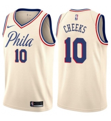 Men's Nike Philadelphia 76ers #10 Maurice Cheeks Swingman Cream NBA Jersey - City Edition