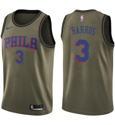 Youth Nike Philadelphia 76ers #3 Dana Barros Swingman Green Salute to Service NBA Jersey