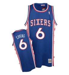 Men's Mitchell and Ness Philadelphia 76ers #6 Julius Erving Swingman Blue Throwback NBA Jersey